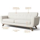 Sofá 3 Lugares Sala De Estar Miami 210 Cm D02 Linho Cru C-430