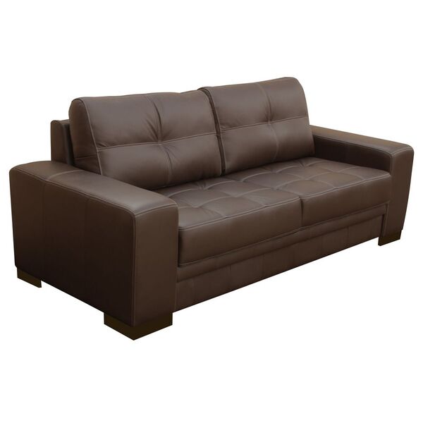 Sofá 3 Lugares Sala De Estar Milano 210cm Couro Marrom G58 -