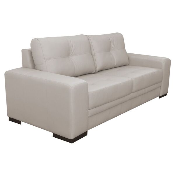 Sofá 3 Lugares Sala De Estar Milano 210cm Couro Off White G58