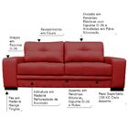 Sofá 3 Lugares Sala De Estar Milano 210cm Couro Vermelho G58
