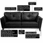 Sofá 3 Lugares Sala De Estar Pés De Madeira 208cm Laos Couro