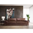 Sofá 3 Lugares Sala De Estar Pés Madeira 228cm Minsque Couro