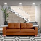 Sofá 3 Lugares Sala De Estar Pés Madeira Kenny 240 Cm Couro C