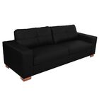 Sofá 3 Lugares Sala De Estar Pés Madeira Kenny 240 Cm Couro P