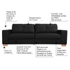 Sofá 3 Lugares Sala De Estar Pés Madeira Kenny 240 Cm Couro P