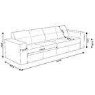 Sofá 3 Lugares Sala De Estar Pés Madeira Laus 242 Cm Couro Of