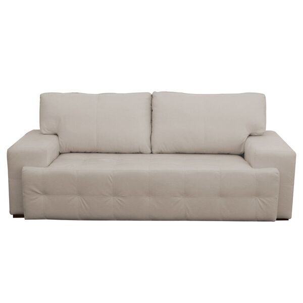 Sofá 3 Lugares Sala De Estar Roma 230 Cm Couro Off White G58