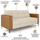Sofá 3 Lugares Sala Living Industrial 180cm Senna K01 Couríss