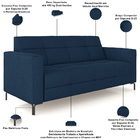 Sofá 3 Lugares Sala Living Industrial 180cm Senna K01 Veludo