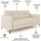 Sofá 3 Lugares Sala Living Industrial 180cm Senna K01 Veludo