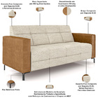 Sofá 3 Lugares Sala Living Industrial 200cm Senna K01 Couríss