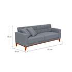 Sofá 3 Lugares Stiby Capitonê Cinza