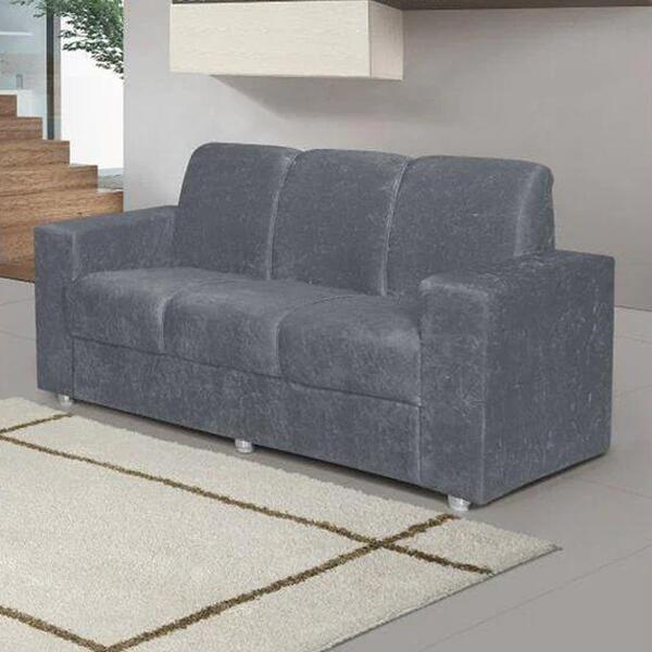 Sofá 3 Lugares Suede Amassado 1050 - Cinza - Manflex Estofados