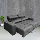 Sofá 3 Lugares Suede Cinza Retrátil E Reclinável New York