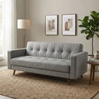 Sofá 3 Lugares Suede Escritório E Recepção Vitrola Cinza