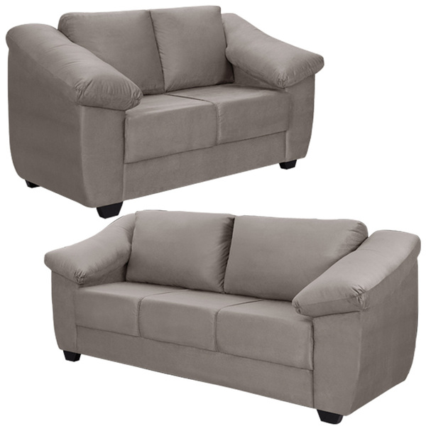 Sofá 3 Lugares Suede Veludo Animale Bangkok Bege