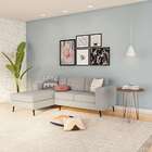 Sofá 3 Lugares Surprised Com Chaise Esquerdo Pé Palito Linho