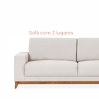 Sofá 3 Lugares Téo Com 1,95m Em Linho E Pés De Madeira - Cinz