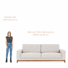 Sofá 3 Lugares Téo Com 1,95m Em Linho E Pés De Madeira - Cinz