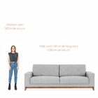 Sofá 3 Lugares Téo Com 1,95m Em Linho E Pés De Madeira - Cinz