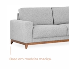 Sofá 3 Lugares Téo Com 1,95m Em Linho E Pés De Madeira - Cinz