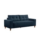 Sofá 3 Lugares Veludo 190cm Com Molas Beny Azul Bic