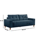 Sofá 3 Lugares Veludo 190cm Com Molas Beny Azul Bic