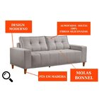 Sofá 3 Lugares Veludo 190cm Com Molas Beny Bege Marfim