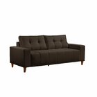 Sofá 3 Lugares Veludo 190cm Com Molas Beny Marrom Café