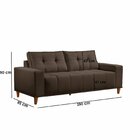 Sofá 3 Lugares Veludo 190cm Com Molas Beny Marrom Café