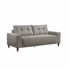 Sofá 3 Lugares Veludo 220cm Com Molas Beny Bege Marfim