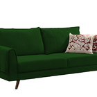 Sofá 3 Lugares Verde Em Veludo 2,10m Cherry