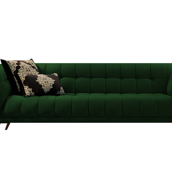 Sofá 3 Lugares Verde Em Veludo 2,27m Hortênsia