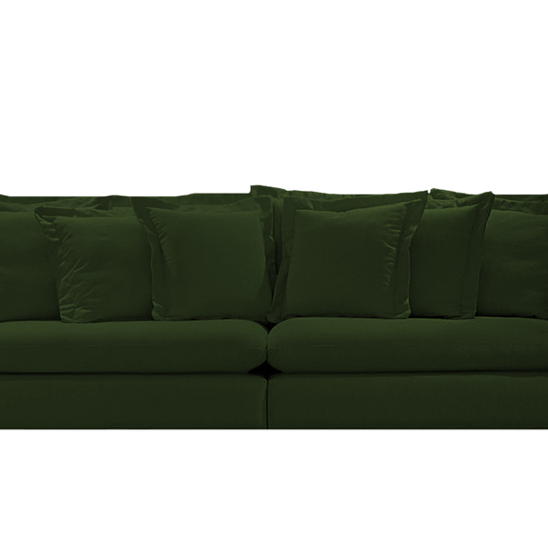 Sofá 3 Lugares Verde Em Veludo 2,36m Levi