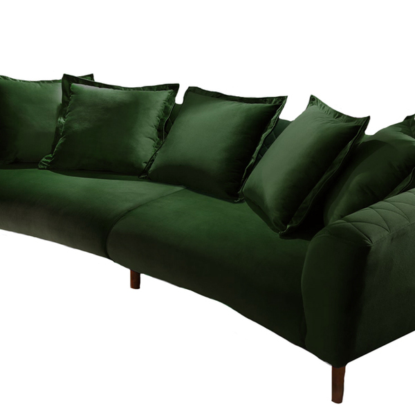 Sofá 3 Lugares Verde Em Veludo 2,50m Vega