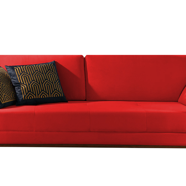 Sofá 3 Lugares Vermelho Em Veludo 2,24m Lilac