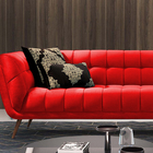 Sofá 3 Lugares Vermelho Em Veludo 2,27m Hortênsia