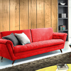 Sofá 3 Lugares Vermelho Em Veludo 2,31m Indus