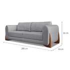 Sofá 3 Lugares Yves Linho Cinza 200 Cm