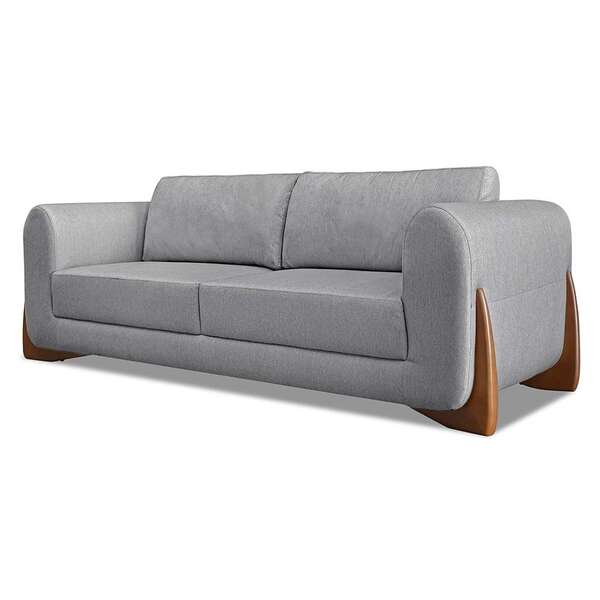 Sofá 3 Lugares Yves Linho Cinza 220 Cm