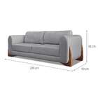 Sofá 3 Lugares Yves Linho Cinza 220 Cm