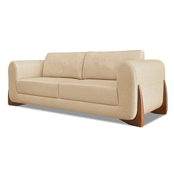 Sofá 3 Lugares Yves Linho Dourado 180 Cm