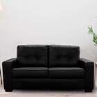 Sofá 3 Lugares Zafira Couro Preto 206 Cm