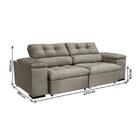 Sofá 3l 2,2m Retr/recl Veludo Olm Vancouver - Bege Claro