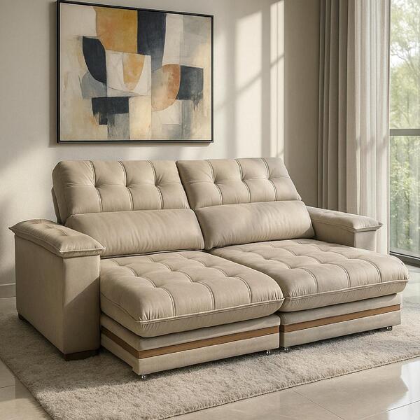 Sofá 4 Lugares 2,50m Retrátil E Reclinável Turim Bom Pastor