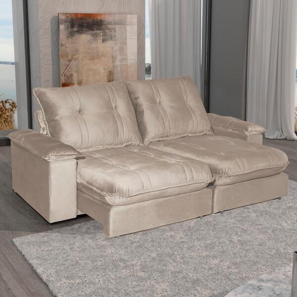 Sofá 4 Lugares 2,50m Retrátil E Reclinável Zyan Bom Pastor