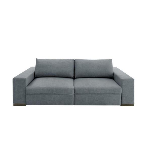 Sofá 4 Lugares 2,5m Retrátil Linho Denken Clark Cinza
