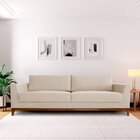 Sofá 4 Lugares 240cm Movie Estilo Moderno Linho Pés Em Madeir