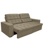 Sofá 4 Lugares 250cm Bipartido Retrátil Reclinável Veludo Ser