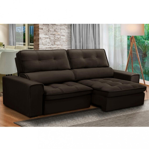 Sofá 4 Lugares 250cm Reclinável Retrátil Veludo Prisma Fergui